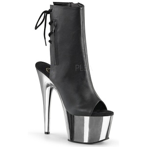 Ecopelle Nero 18 cm Pleaser ADORE-1018 Cromo Plateau Stivaletti Donna