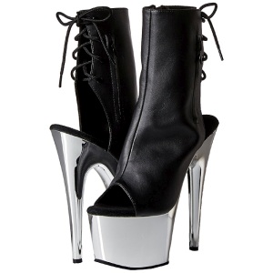 Ecopelle Nero 18 cm Pleaser ADORE-1018 Cromo Plateau Stivaletti Donna
