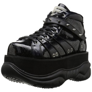 Ecopelle Nero 7,5 cm NEPTUNE-100 Scarpe Gotico da Uomo Plateau