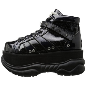 Ecopelle Nero 7,5 cm NEPTUNE-100 Scarpe Gotico da Uomo Plateau