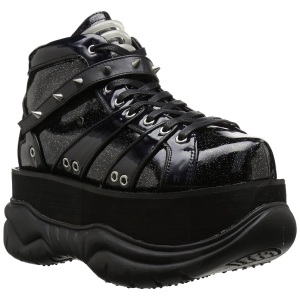 Ecopelle Nero 7,5 cm NEPTUNE-100 Scarpe Gotico da Uomo Plateau
