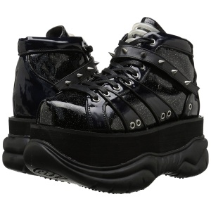Ecopelle Nero 7,5 cm NEPTUNE-100 Scarpe Gotico da Uomo Plateau