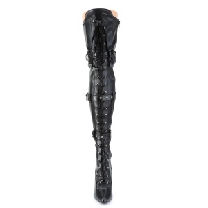 Ecopelle neri 13 cm SEDUCE-3028 stivali sopra il ginocchio con lacci