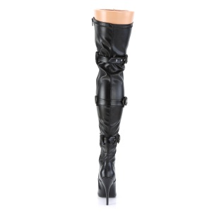 Ecopelle neri 13 cm SEDUCE-3028 stivali sopra il ginocchio con lacci