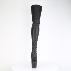 Ecopelle neri 18 cm ADORE-3850 stivali sopra il ginocchio con lacci