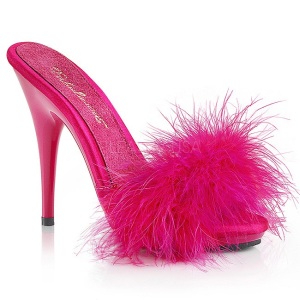 Fuchsia 13 cm POISE-501F Marabou Feathers Mules Shoes