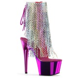Fuchsia 18 cm ADORE-1017RSF womens fringe ankle boots high heels
