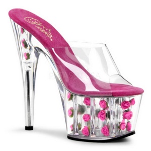 Fuchsia Transparent 18 cm ADORE-701FL Platform High Mules