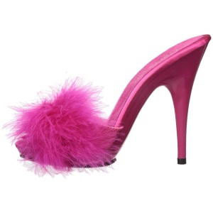 Fucsia 13 cm POISE-501F piume di marabu Mules Scarpe