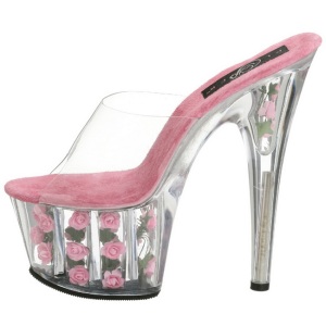 Fucsia Trasparente 18 cm ADORE-701FL Plateau Mules Alte