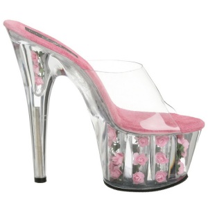 Fucsia Trasparente 18 cm ADORE-701FL Plateau Mules Alte