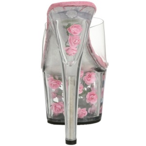 Fucsia Trasparente 18 cm ADORE-701FL Plateau Mules Alte