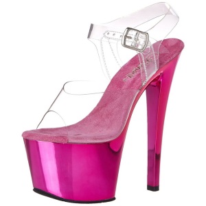 Fucsia Trasparente 18 cm SKY-308 Plateau Tacchi Alti a Spillo