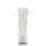 Fur boots 7 cm CUBBY-311 goth lace up platform boots white