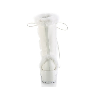 Fur boots 7 cm CUBBY-311 goth lace up platform boots white