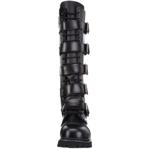 Genuine leather RIOT-18BK demonia boots - unisex steel toe combat boots