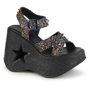 Glitter 13 cm DemoniaCult DYNAMITE-02 scarpe lolita sandali con zeppa