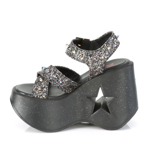 Glitter 13 cm DemoniaCult DYNAMITE-02 scarpe lolita sandali con zeppa