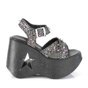 Glitter 13 cm DemoniaCult DYNAMITE-02 scarpe lolita sandali con zeppa