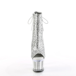 Glitter 18 cm SPECTATOR-1018G stivaletti spuntate con tacco e piattaforma argento