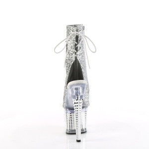 Glitter 18 cm SPECTATOR-1018G stivaletti spuntate con tacco e piattaforma argento