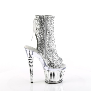 Glitter 18 cm SPECTATOR-1018G stivaletti spuntate con tacco e piattaforma argento
