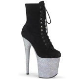 Glitter Faux Suede 20 cm FLAM-1020FSMG2 Exotic pole dance ankle boots