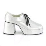 Glitterate JAZZ-02G pimp scarpe da magnaccia 70 disco scarpa plateau uomo argento