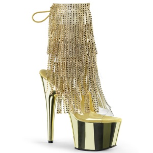 Gold 18 cm ADORE-1017RSF womens fringe ankle boots high heels