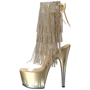 Gold 18 cm ADORE-1017RSFT womens fringe ankle boots high heels