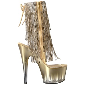 Gold 18 cm ADORE-1017RSFT womens fringe ankle boots high heels