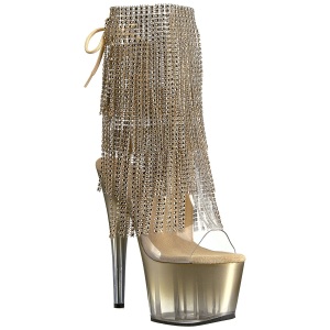 Gold 18 cm ADORE-1017RSFT womens fringe ankle boots high heels