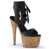 Gold 18 cm ADORE-700-14LG Glitter Platform High Heels Shoes