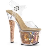 Gold 18 cm RADIANT-708BHG Hologram platform high heels shoes