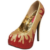 Gold Glittering Stones 14,5 cm Burlesque TEEZE-27 Womens High Heels Shoes