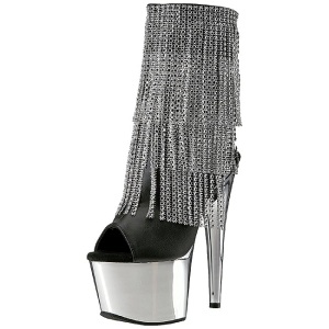 Gray 18 cm ADORE-1024RSF womens fringe ankle boots high heels