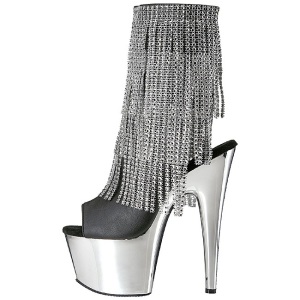 Gray 18 cm ADORE-1024RSF womens fringe ankle boots high heels