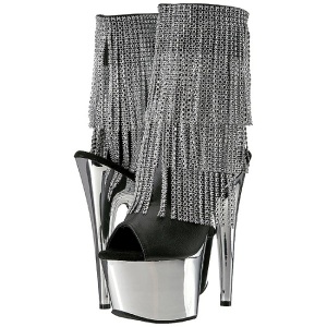Gray 18 cm ADORE-1024RSF womens fringe ankle boots high heels