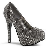 Gray Rhinestone 14,5 cm Burlesque TEEZE-06R Platform Pumps Women Shoes