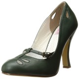 Green 10 cm SMITTEN-20 Pinup Pumps Shoes with Low Heels