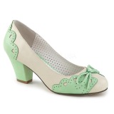 Green 6,5 cm retro vintage WIGGLE-17 Pinup Pumps Shoes with Cuben Heels