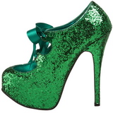 Green Glitter 14,5 cm Burlesque TEEZE-10G Platform Pumps Shoes