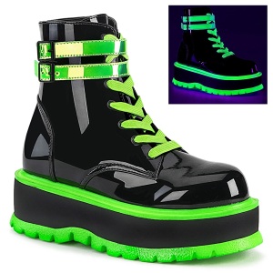 Green neon 5 cm SLACKER-52 cyberpunk platform ankle boots