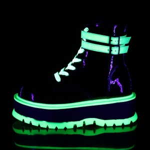 Green neon 5 cm SLACKER-52 cyberpunk platform ankle boots