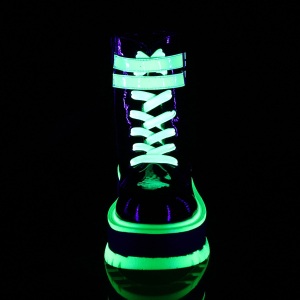 Green neon 5 cm SLACKER-52 cyberpunk platform ankle boots