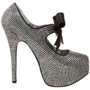 Grigio Strass Cristallo 14,5 cm Burlesque TEEZE-04R Plateau Scarpe Dcollet