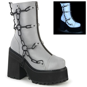 Grigio Vegano 12 cm ASSAULT-66 stivaletti lolita con tacco spesso e plateau