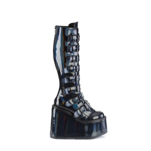 Hologram 14 cm SWING-815 buckle boots - alternative boots platform black
