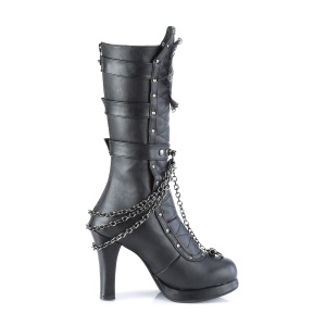 Leatherette 10 cm CRYPTO-67 womens buckle boots with platform