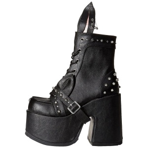Leatherette 13 cm DEMONIA CAMEL-202 goth ankle boots with rivets